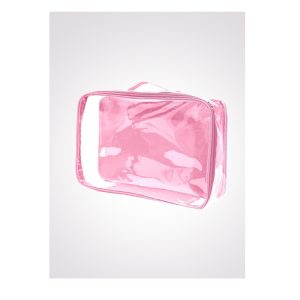 Large Clear Travel Pouch Cube pink